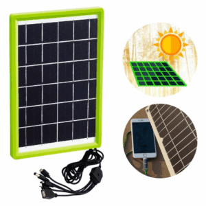 Painel Carregador Solar 3w Dp Led Portátil 5 em 1