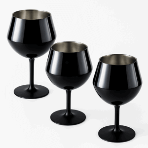 Taça Térmica Inox Cocktail 2x1 Copo Cor Preto Kit Com 3uni