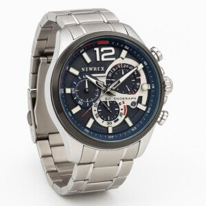 Relógio Masculino Newrex Genova Á Prova D'água Prata E Azul